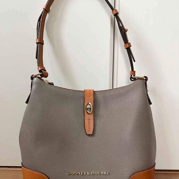 Dooney & Bourke Designer Claremont Gray Brown Shoulder Bag Purse Satchel - Picture 1 of 9